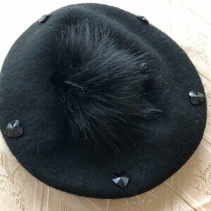 Jocelyn French Beret Black 100 % Wool Size OS NWT